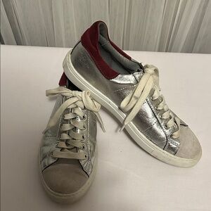 Treasure & Bond Silver and Red Women's Sneakers